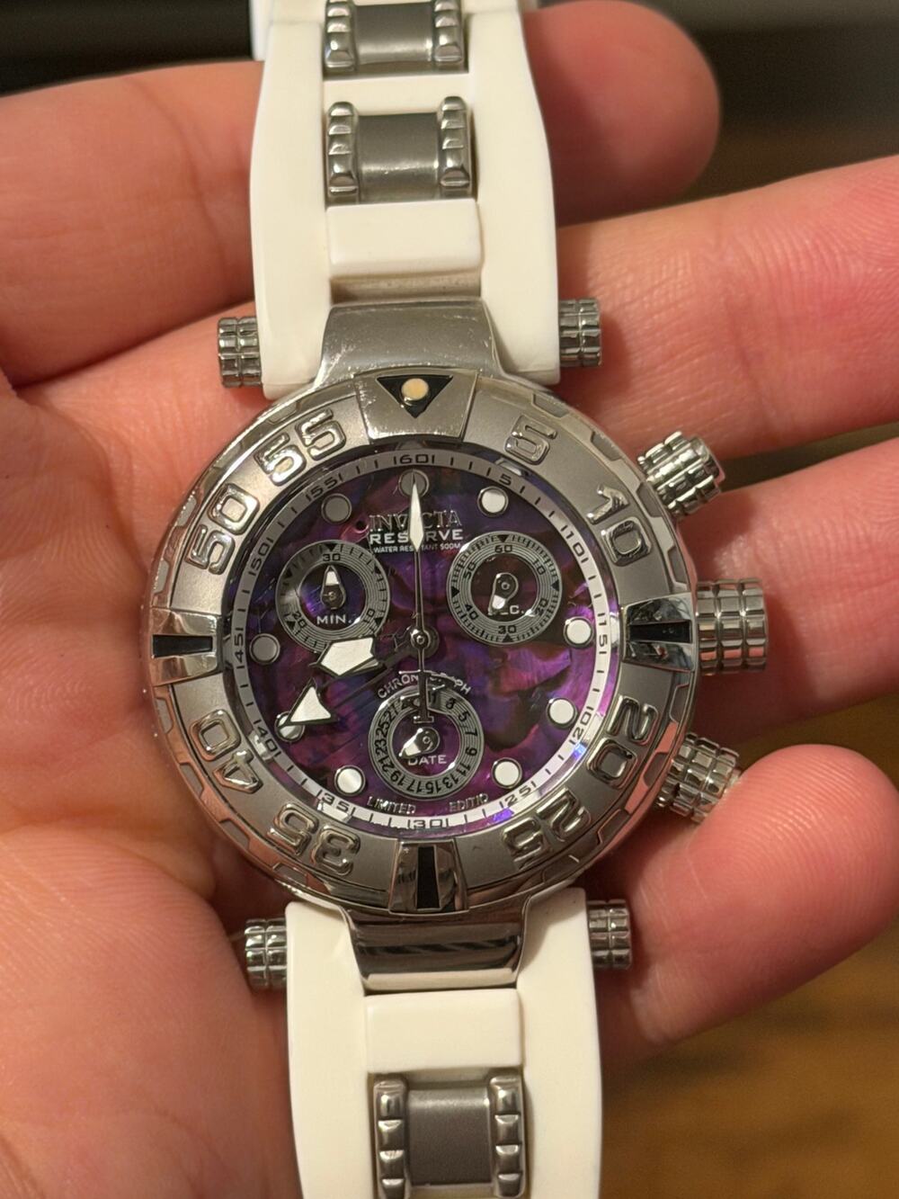 Invicta Reserve Subaqua Noma I 23990 Purple Abalone Swiss Chronograph 47mm